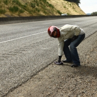 Picking up dirty underwear from the side of the highway